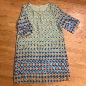 Everly multi colored geometric detail dress